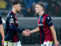 Lewis Ferguson of Bologna FC and Sam Beukema of Bologna FC during the UEFA Champions League 2024/25 League Phase MD4 match between Bologna F...