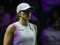 RIYADH, SAUDI ARABIA - NOVEMBER 05: Iga Swiatek of Poland during her match against Coco Gauff of USA, on day 4 of the 2024 WTA Finals, part...