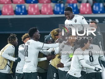 Thilo Kehrer of AS Monaco celebrates after scoring first goal during the UEFA Champions League 2024/25 League Phase MD4 match between Bologn...