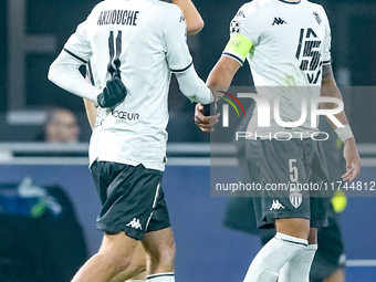 Thilo Kehrer of AS Monaco celebrates after scoring first goal during the UEFA Champions League 2024/25 League Phase MD4 match between Bologn...