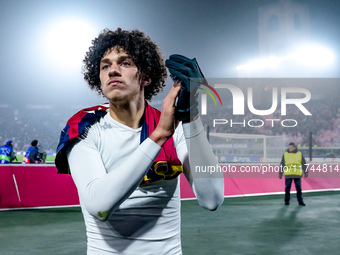 Maghnes Akliouche of AS Monaco celebrates the victory during the UEFA Champions League 2024/25 League Phase MD4 match between Bologna FC and...