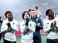 Breel Embolo of AS Monaco and Takumi Minamino of AS Monaco celebrate the victory during the UEFA Champions League 2024/25 League Phase MD4 m...