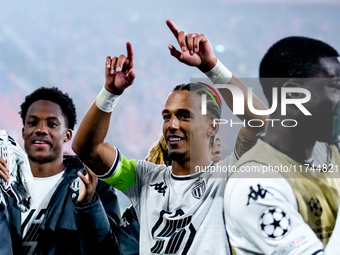 Thilo Kehrer of AS Monaco celebrates the victory during the UEFA Champions League 2024/25 League Phase MD4 match between Bologna FC and AS M...