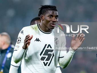 Breel Embolo of AS Monaco gestures during the UEFA Champions League 2024/25 League Phase MD4 match between Bologna FC and AS Monaco at Stadi...