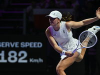 RIYADH, SAUDI ARABIA - NOVEMBER 05: Iga Swiatek of Poland during her match against Coco Gauff of USA, on day 4 of the 2024 WTA Finals, part...