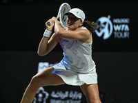 RIYADH, SAUDI ARABIA - NOVEMBER 05: Iga Swiatek of Poland during her match against Coco Gauff of USA, on day 4 of the 2024 WTA Finals, part...