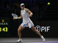 RIYADH, SAUDI ARABIA - NOVEMBER 05: Iga Swiatek of Poland during her match against Coco Gauff of USA, on day 4 of the 2024 WTA Finals, part...