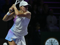 RIYADH, SAUDI ARABIA - NOVEMBER 05: Iga Swiatek of Poland during her match against Coco Gauff of USA, on day 4 of the 2024 WTA Finals, part...