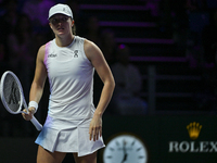 RIYADH, SAUDI ARABIA - NOVEMBER 05: Iga Swiatek of Poland during her match against Coco Gauff of USA, on day 4 of the 2024 WTA Finals, part...