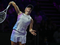 RIYADH, SAUDI ARABIA - NOVEMBER 05: Iga Swiatek of Poland during her match against Coco Gauff of USA, on day 4 of the 2024 WTA Finals, part...