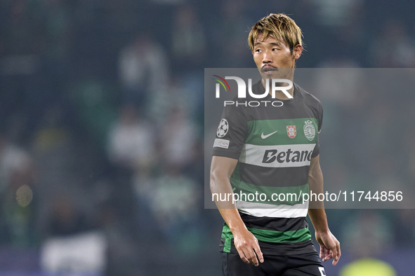 Hidemasa Morita of Sporting CP looks on during the UEFA Champions League match between Sporting CP and Manchester City at Jose Alvalade Stad...