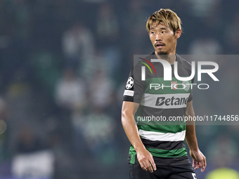 Hidemasa Morita of Sporting CP looks on during the UEFA Champions League match between Sporting CP and Manchester City at Jose Alvalade Stad...