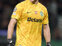 Franco Israel of Sporting CP celebrates after Maxi Araujo (not in frame) scores their side's second goal during the UEFA Champions League ma...