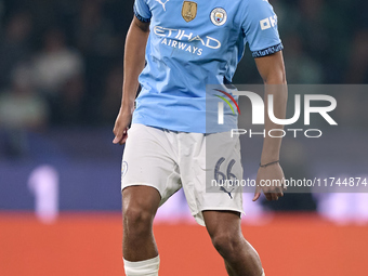 Jahmai Simpson-Pusey of Manchester City is in action during the UEFA Champions League match between Sporting CP and Manchester City at Jose...