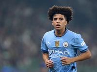 Rico Lewis of Manchester City looks on during the UEFA Champions League match between Sporting CP and Manchester City at Jose Alvalade Stadi...