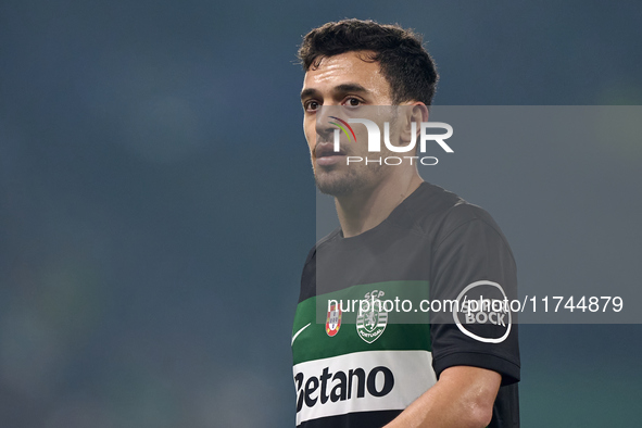 Pedro Goncalves of Sporting CP looks on during the UEFA Champions League match between Sporting CP and Manchester City at Jose Alvalade Stad...