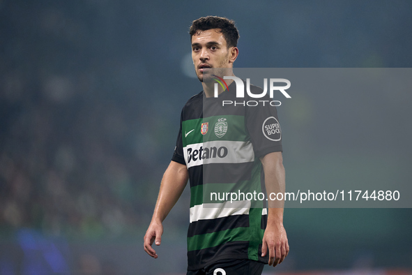 Pedro Goncalves of Sporting CP looks on during the UEFA Champions League match between Sporting CP and Manchester City at Jose Alvalade Stad...