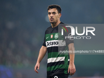 Pedro Goncalves of Sporting CP looks on during the UEFA Champions League match between Sporting CP and Manchester City at Jose Alvalade Stad...