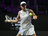 RIYADH, SAUDI ARABIA - NOVEMBER 05: Iga Swiatek of Poland during her match against Coco Gauff of USA, on day 4 of the 2024 WTA Finals, part...