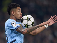 Savinho of Manchester City controls the ball during the UEFA Champions League match between Sporting CP and Manchester City at Jose Alvalade...