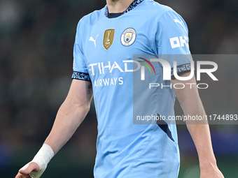 Phil Foden of Manchester City reacts during the UEFA Champions League match between Sporting CP and Manchester City at Jose Alvalade Stadium...