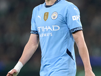 Phil Foden of Manchester City reacts during the UEFA Champions League match between Sporting CP and Manchester City at Jose Alvalade Stadium...