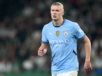 Erling Haaland of Manchester City looks on during the UEFA Champions League match between Sporting CP and Manchester City at Jose Alvalade S...