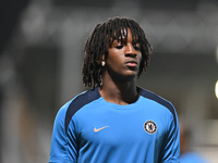 Shumaira Mheuka (76 Chelsea) warms up during the EFL Trophy match between Cambridge United and Chelsea Under 21s at the Cledara Abbey Stadiu...