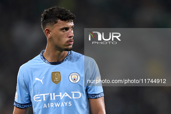 Matheus Nunes of Manchester City looks on during the UEFA Champions League match between Sporting CP and Manchester City at Jose Alvalade St...