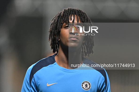 Shumaira Mheuka (76 Chelsea) warms up during the EFL Trophy match between Cambridge United and Chelsea Under 21s at the Cledara Abbey Stadiu...