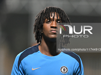 Shumaira Mheuka (76 Chelsea) warms up during the EFL Trophy match between Cambridge United and Chelsea Under 21s at the Cledara Abbey Stadiu...