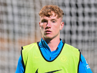 Brodie Hughes (44 Chelsea) warms up during the EFL Trophy match between Cambridge United and Chelsea Under 21s at the Cledara Abbey Stadium...