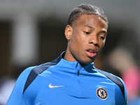 Ishe Samuels Smith (62 Chelsea) warms up during the EFL Trophy match between Cambridge United and Chelsea Under 21s at the Cledara Abbey Sta...