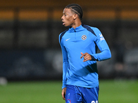 Ishe Samuels Smith (62 Chelsea) warms up during the EFL Trophy match between Cambridge United and Chelsea Under 21s at the Cledara Abbey Sta...