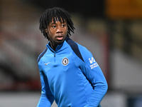 Reiss Russell Denny (61 Chelsea) warms up during the EFL Trophy match between Cambridge United and Chelsea Under 21s at the Cledara Abbey St...