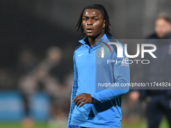 Donnell McNeilly of Chelsea warms up during the EFL Trophy match between Cambridge United and Chelsea Under 21s at the Cledara Abbey Stadium...