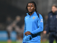 Donnell McNeilly of Chelsea warms up during the EFL Trophy match between Cambridge United and Chelsea Under 21s at the Cledara Abbey Stadium...