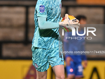 Goalkeeper Lucas Bergstrom (47 Chelsea) is in action during the EFL Trophy match between Cambridge United and Chelsea Under 21s at the Cleda...