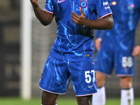 Donnell McNeilly (57 Chelsea) gestures during the EFL Trophy match between Cambridge United and Chelsea Under 21s at the Cledara Abbey Stadi...