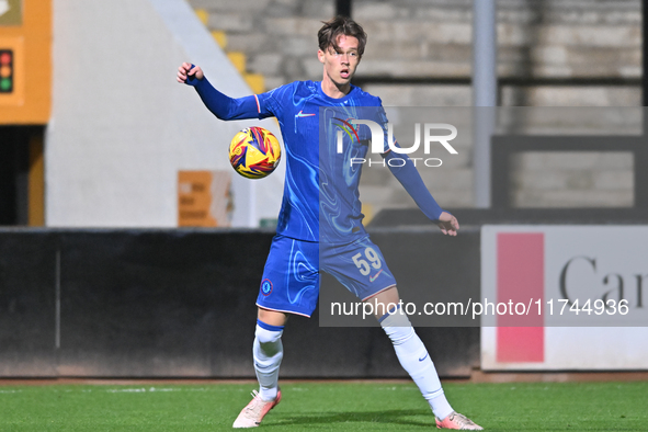 Harrison Murry Campbell, number 59 for Chelsea, controls the ball during the EFL Trophy match between Cambridge United and Chelsea Under 21s...