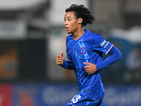 Kiano Dyer (33 Chelsea) goes forward during the EFL Trophy match between Cambridge United and Chelsea Under 21s at the Cledara Abbey Stadium...