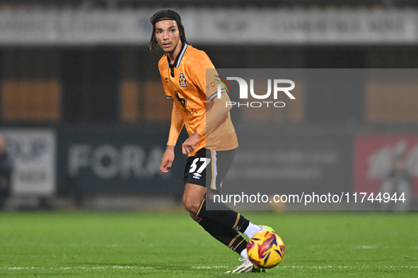 Amaru Kaunda (37 Cambridge United) controls the ball during the EFL Trophy match between Cambridge United and Chelsea Under 21s at the Cleda...