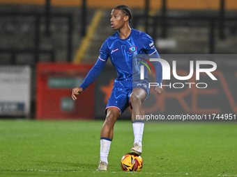 Ishe Samuels Smith (62 Chelsea) controls the ball during the EFL Trophy match between Cambridge United and Chelsea Under 21s at the Cledara...