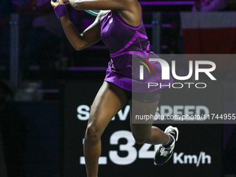 RIYADH, SAUDI ARABIA - NOVEMBER 05: Coco Gauff of USA during her match against Iga Swiatek of Poland, on day 4 of the 2024 WTA Finals, part...