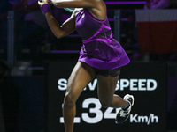 RIYADH, SAUDI ARABIA - NOVEMBER 05: Coco Gauff of USA during her match against Iga Swiatek of Poland, on day 4 of the 2024 WTA Finals, part...