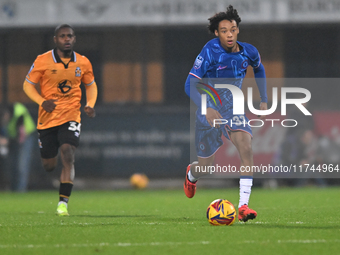 Kiano Dyer (33 Chelsea) goes forward during the EFL Trophy match between Cambridge United and Chelsea Under 21s at the Cledara Abbey Stadium...