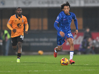 Kiano Dyer (33 Chelsea) goes forward during the EFL Trophy match between Cambridge United and Chelsea Under 21s at the Cledara Abbey Stadium...