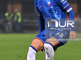 Harvey Vale (43 Chelsea) controls the ball during the EFL Trophy match between Cambridge United and Chelsea Under 21s at the Cledara Abbey S...