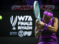 RIYADH, SAUDI ARABIA - NOVEMBER 05: Coco Gauff of USA during her match against Iga Swiatek of Poland, on day 4 of the 2024 WTA Finals, part...