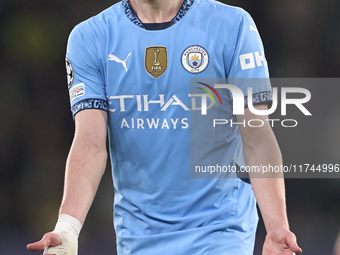 Phil Foden of Manchester City reacts during the UEFA Champions League match between Sporting CP and Manchester City at Jose Alvalade Stadium...